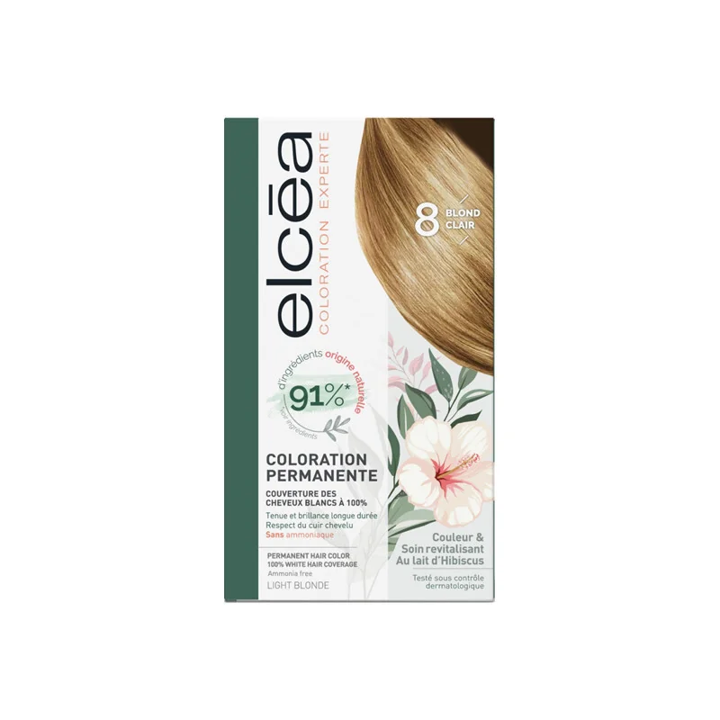 Elcéa coloration experte permanente kit blond clair 8
