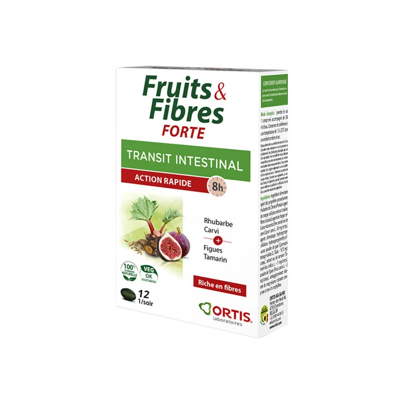Ortis fruits & fibres forte transit intestinal 12 comprimés
