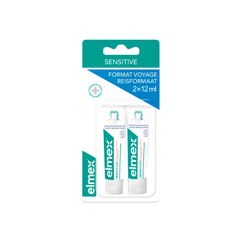 Elmex sensitive dentifrice format voyage lot de 2x12ml