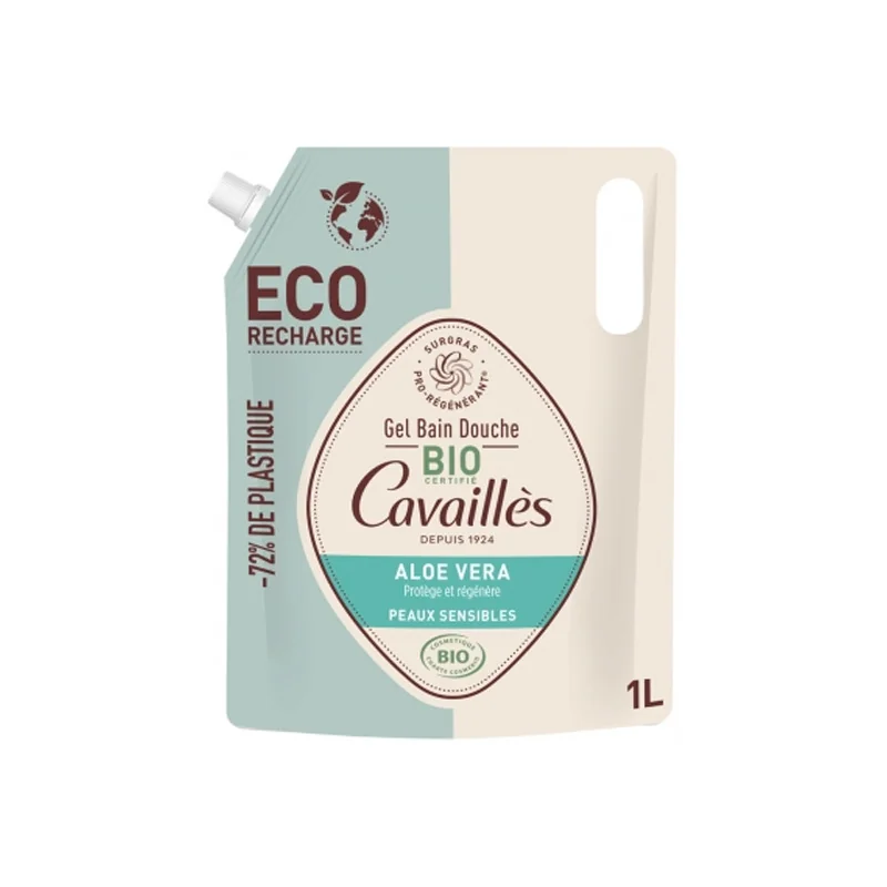 Rogé Cavaillès gel bain douche Aloe Vera bio éco-recharge 1L