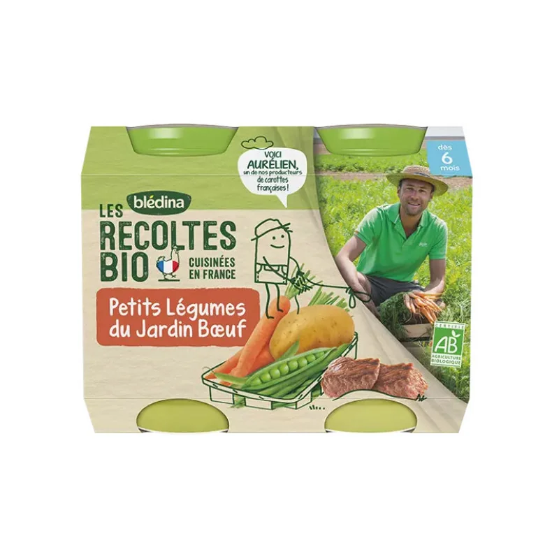 Blédina Les Récoltes Bio petits légumes du jardin boeuf 2 x 200gr