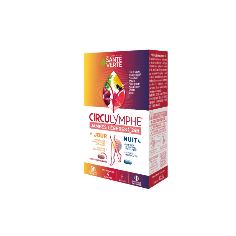 Santé Verte Circulymphe jambes légères jour & nuit 56 comprimés