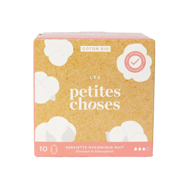 Les Petites Choses Serviette Hygiénique Nuit coton bio boîte de 10