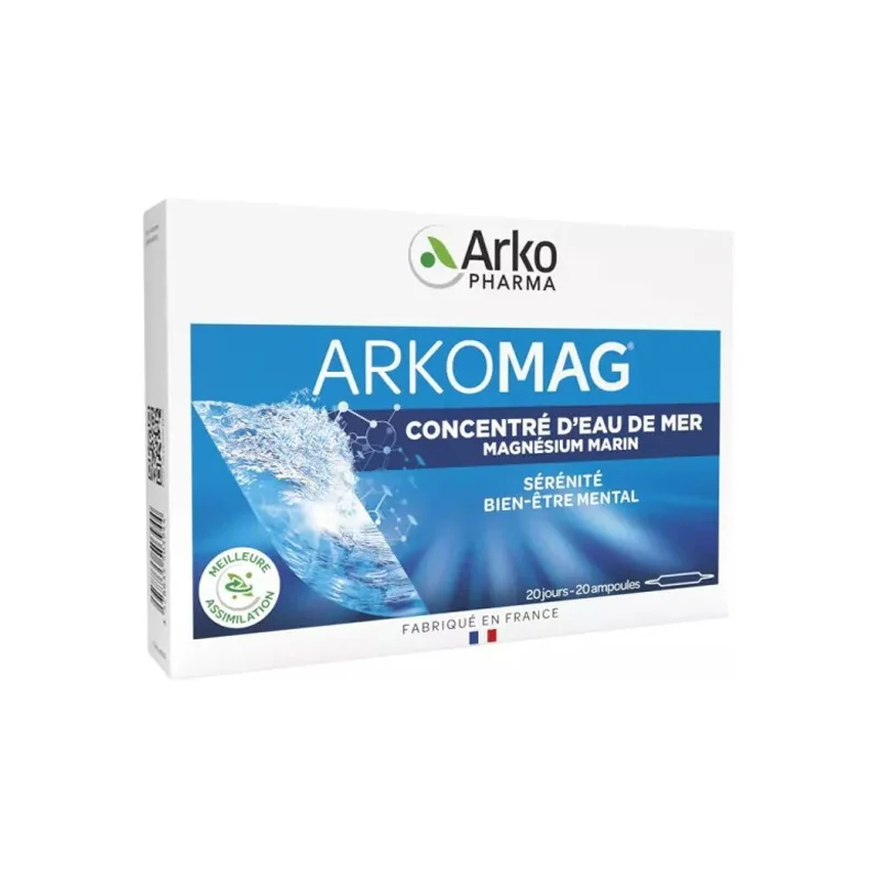 Arkopharma Arkomag Concentré d'eau de mer - Magnésium marin 20 ampoules