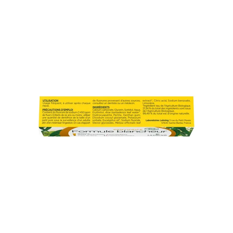 Lehning dentifrice formule blancheur bio 80gr