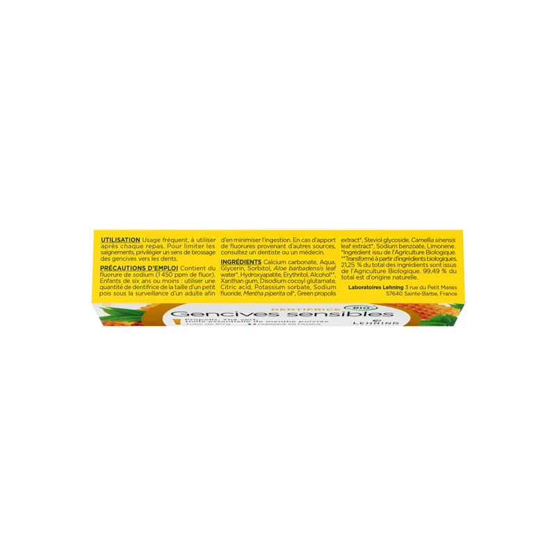 Lehning dentifrice gencives sensibles bio 80gr