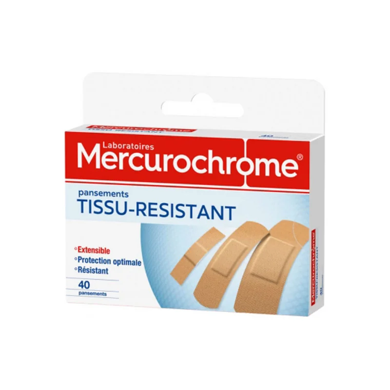 Mercurochrome Tissu Résistant 40 pansements