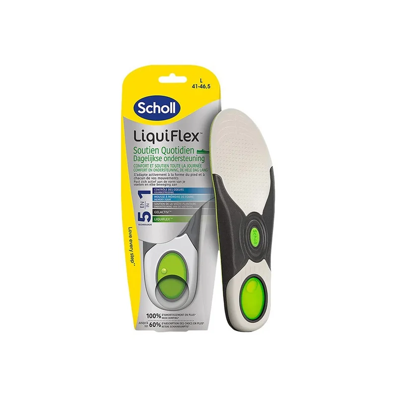Scholl LiquiFlex semelles soutien quotidien 5 en 1 taille L