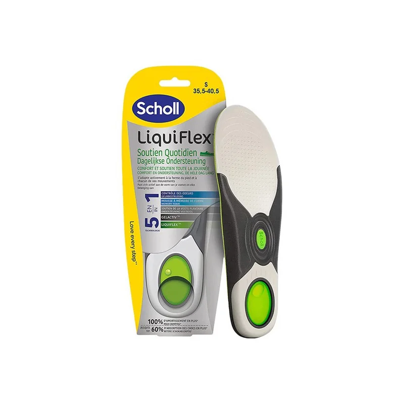 Scholl LiquiFlex semelles soutien quotidien 5 en 1 taille S