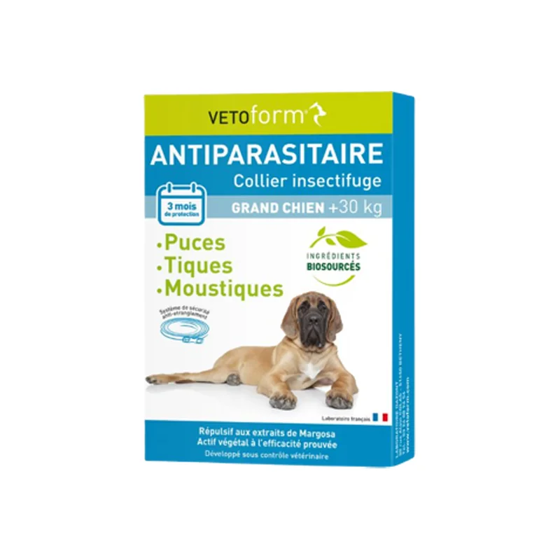 Vetoform antiparasitaire collier grand chien + 25kg 65cm