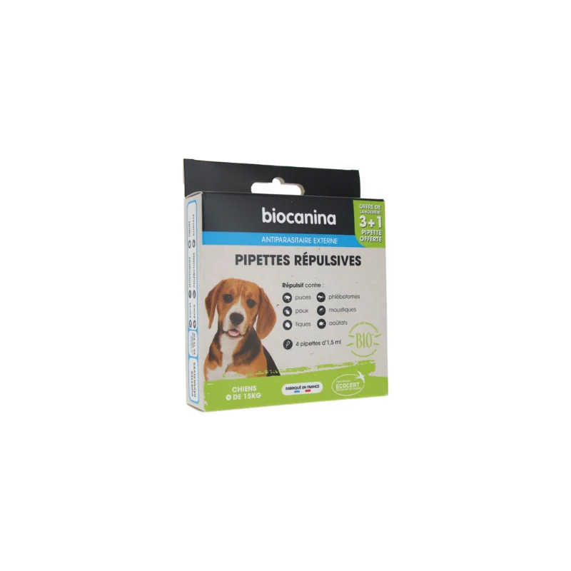 Biocanina Pipettes Répulsives Chiens de Moins de 15 kg 4 Pipettes