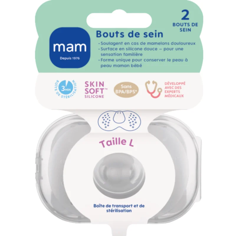 MAM Bouts de Sein Taille L – Silicone + Boîte de stérilisation