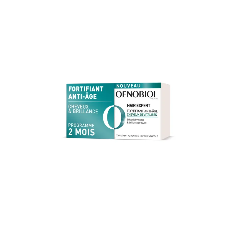 OENOBIOL HAIR EXPERT - Fortifiant Anti-Âge - Cheveux Dévitalisés - Programme de 2 mois, 2x30 Capsules