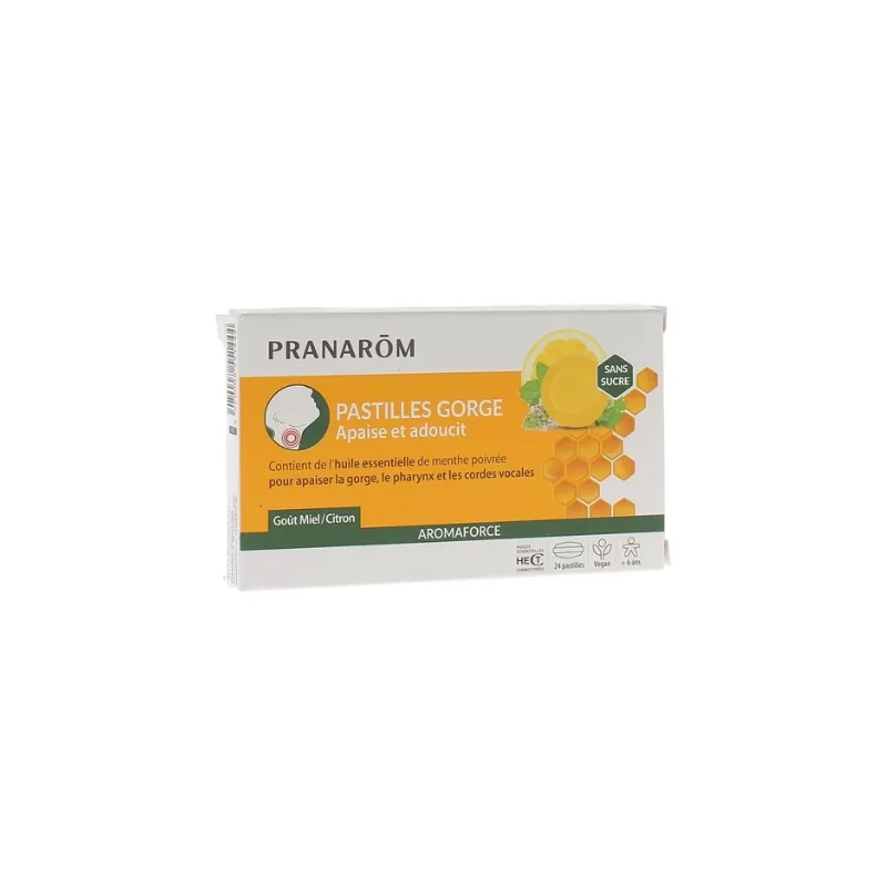 PRANAROM AROMAFORCE Pastilles Gorge Miel Citron 24 Pastilles