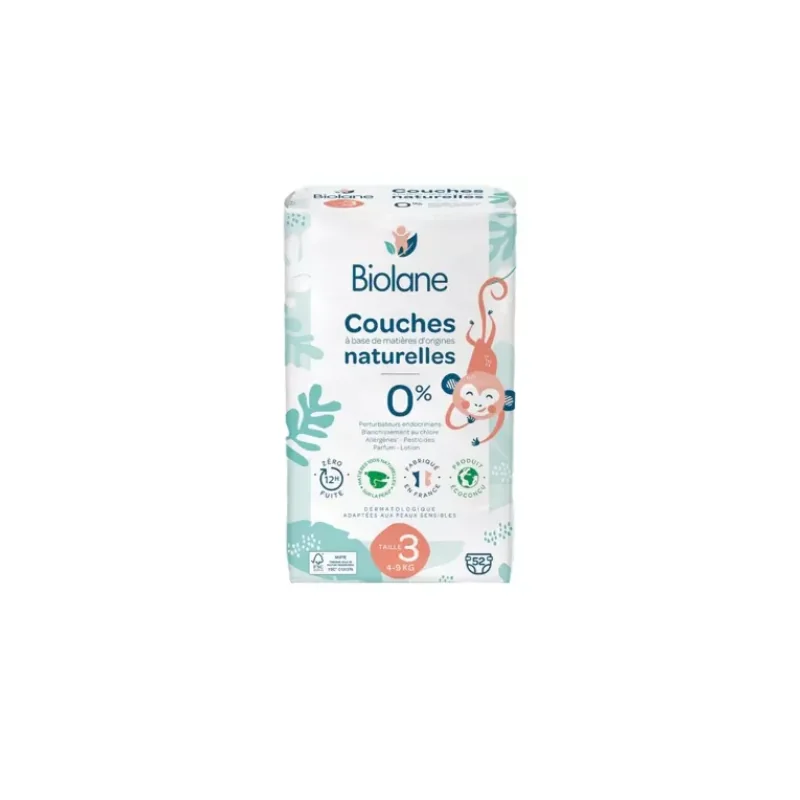Biolane Couches Naturelles 52 Couches Taille 3 (4-9 Kg)