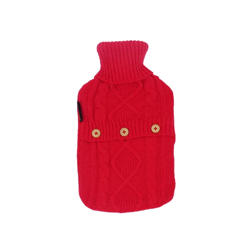 CALINDOO Bouillotte à Eau – Housse Tricot Rouge