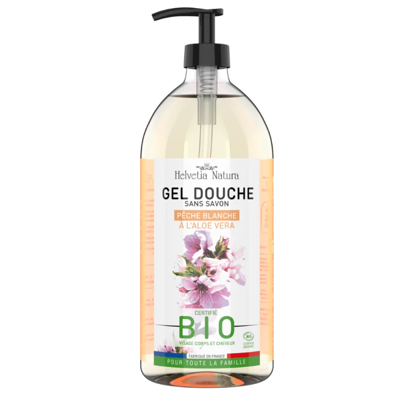 Helvetia Natura Gel Douche Aloe vera Pêche blanche 1L