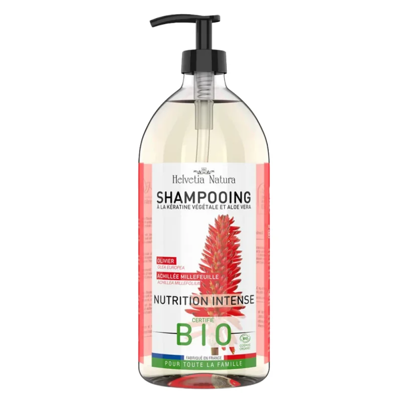 Helvetia Natura Shampooing Nutrition Intense Bio A la Kératine végétale et Aloe Vera 1L