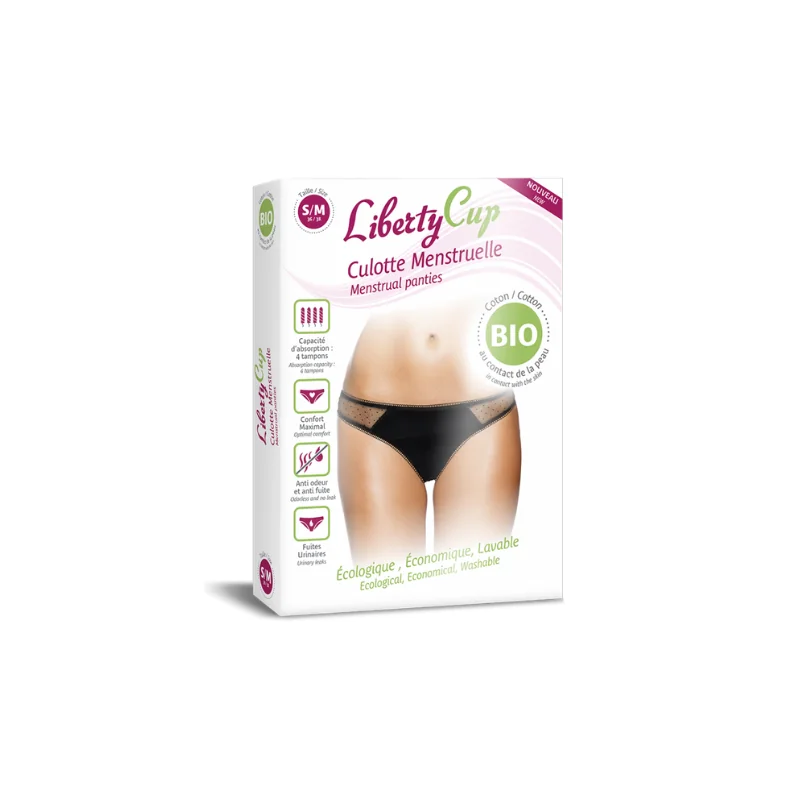 Liberty Cup Culotte Menstruelle Plumetis Noir Taille S/M