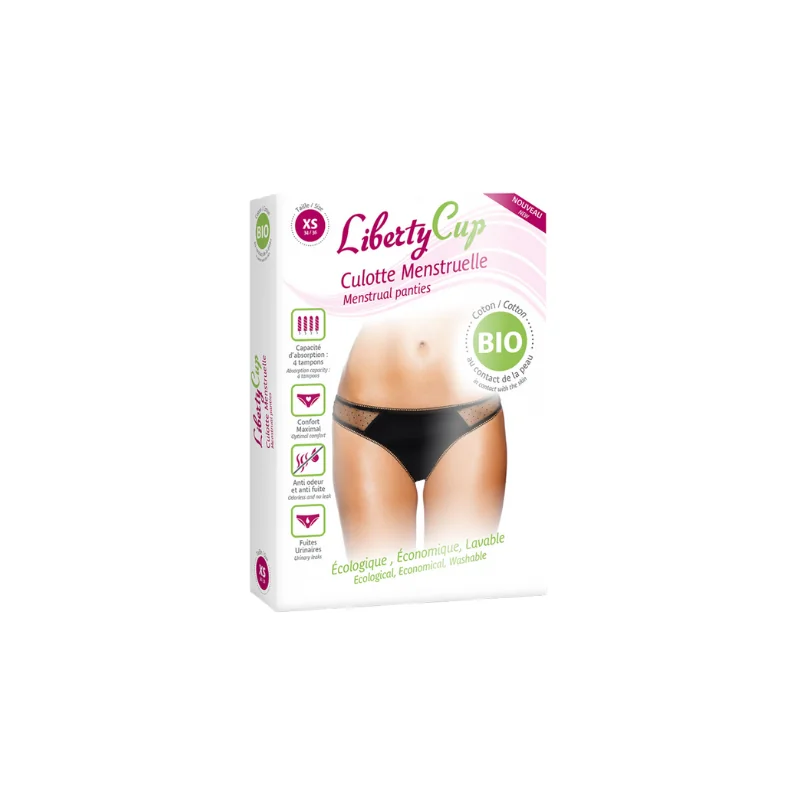Liberty Cup Culotte Menstruelle Plumetis Noir Taille X/S