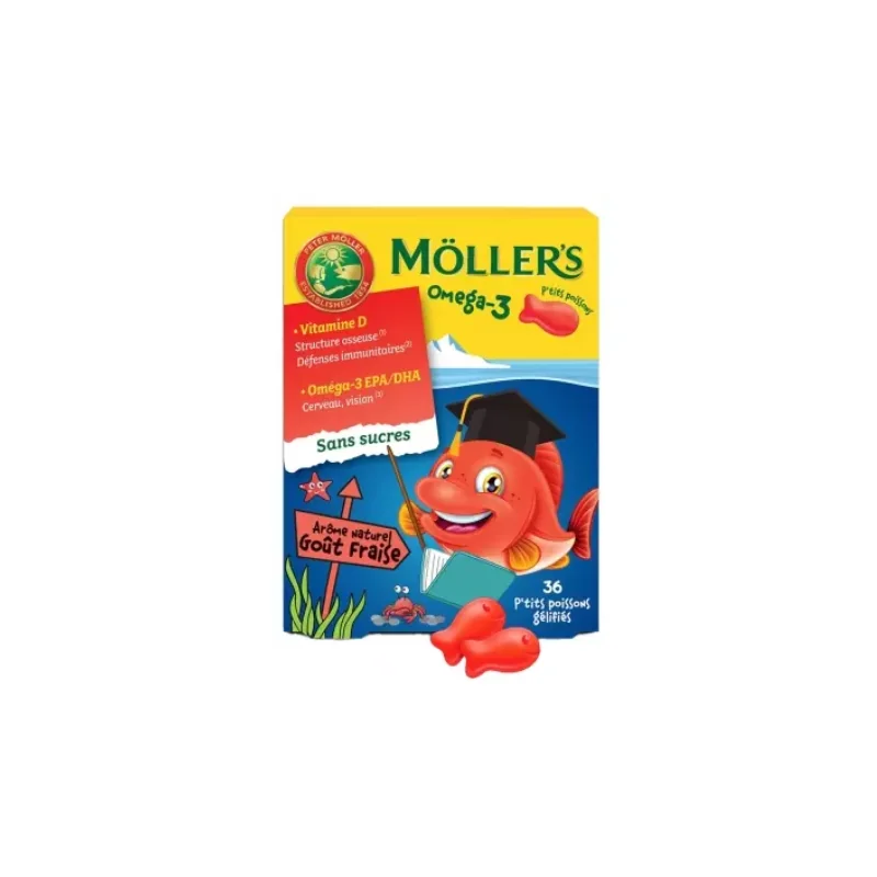 Möller's Omega-3 P'tits Poissons 36 Gommes - Goût : Fraise