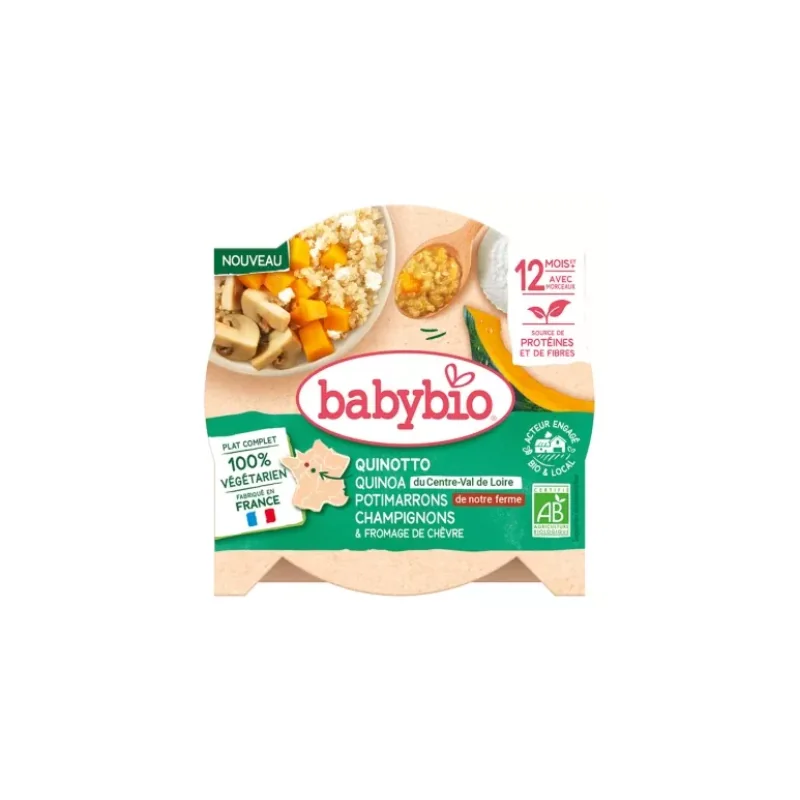 Babybio Quinotto Quinoa Potimarrons Champignons Fromage de Chèvre 12 Mois et + Bio 230 g