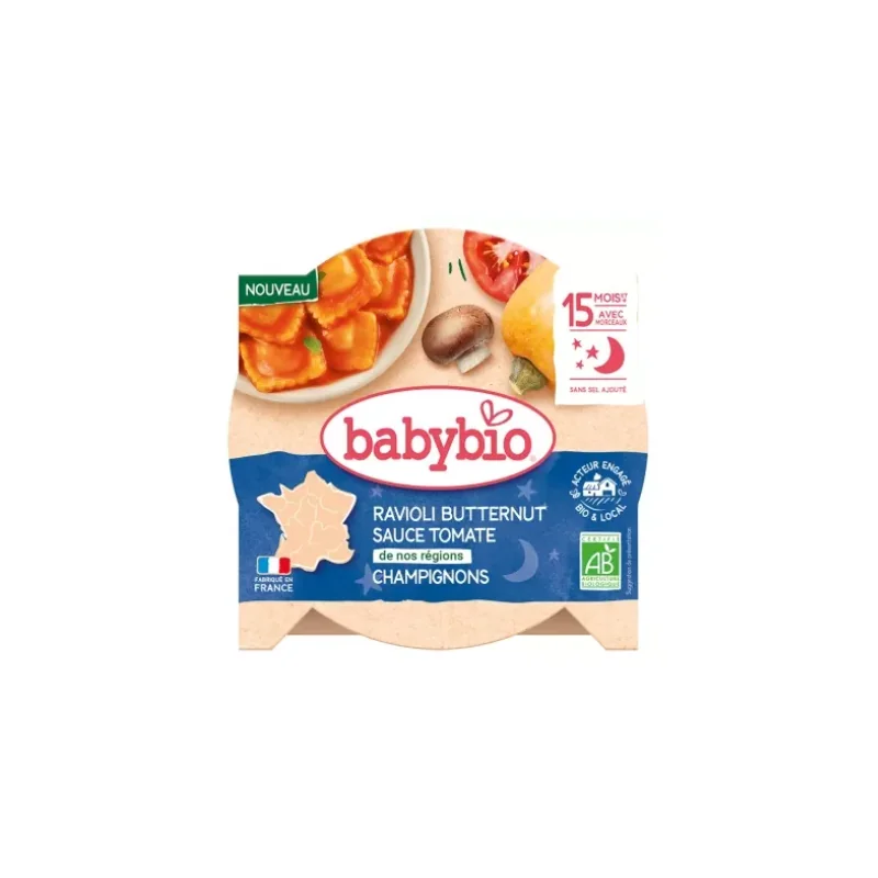 Babybio Ravioli Butternut Sauce Tomates Champignons 15 Mois et + Bio 190 g