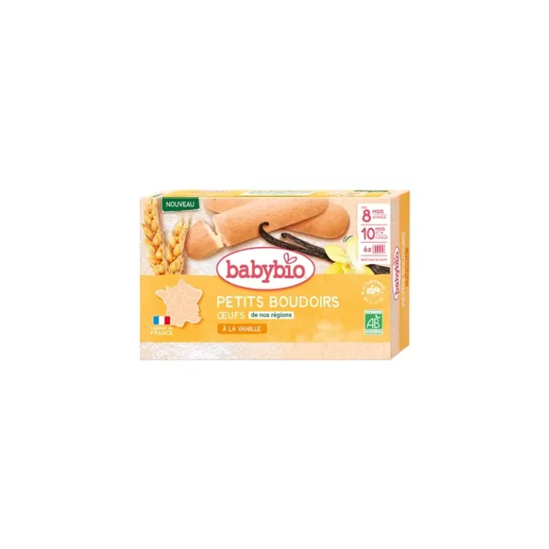 Babybio Petits Boudoirs à la Vanille 10 Mois et + Bio 6 Sachets de 4 Biscuits