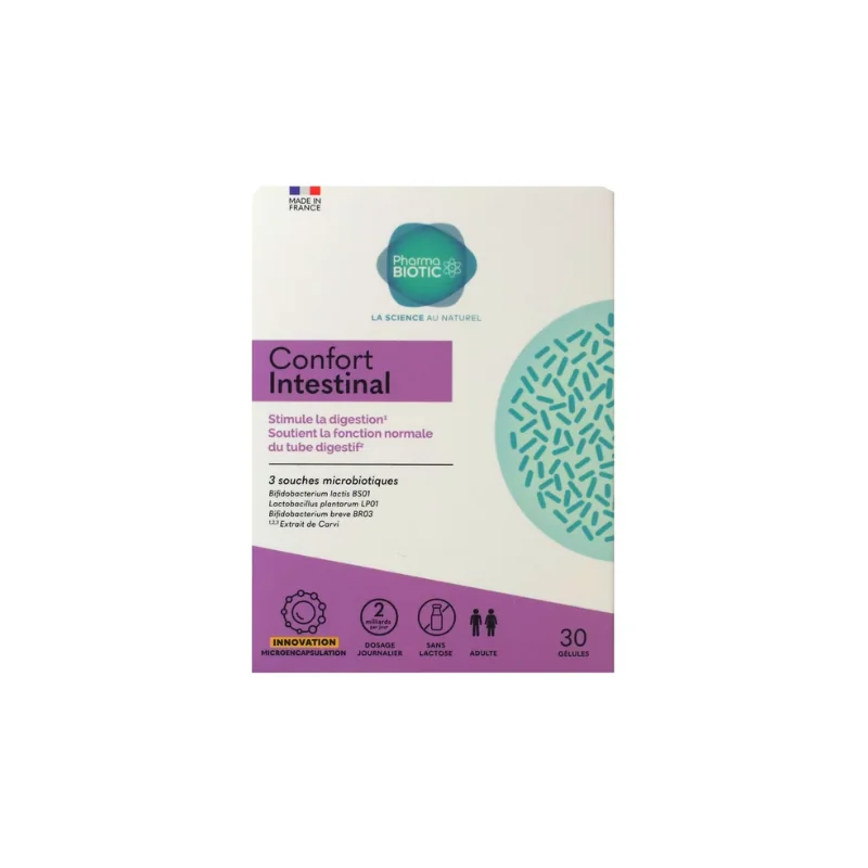 PharmaBiotic Confort intestinal stimule la digestion 30 gélules