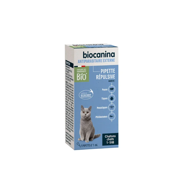 Biocanina Antiparasitaire externe Pipette Répulsive Chatons Chats 1 - 5kg 1 pipette
