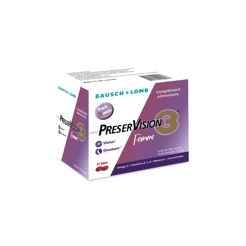 Bausch + lomb Preservision 3 Femme, 180 Capsules