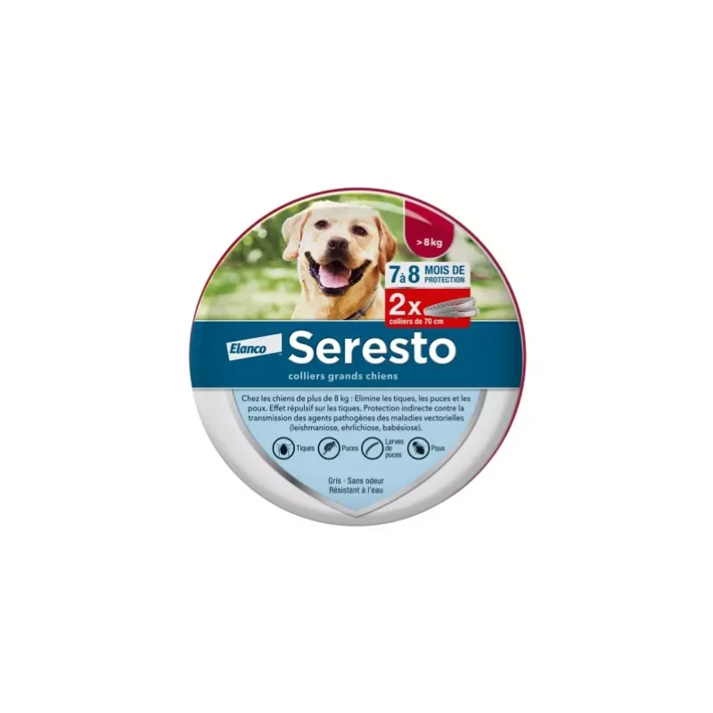Seresto Collier Antiparasitaire Grands Chiens plus de 8 kg 2 Colliers