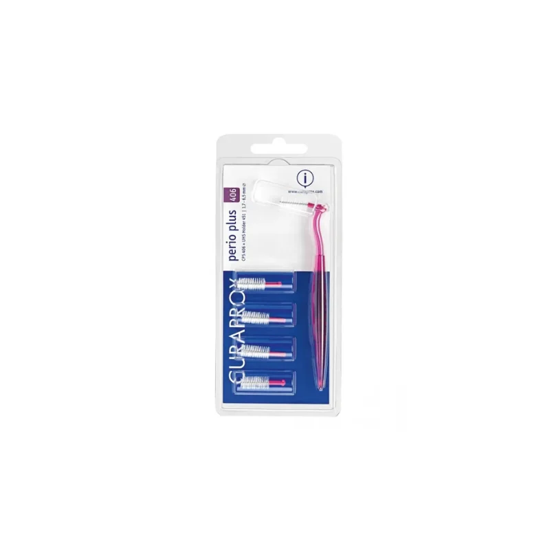 Curaprox CPS - 406 Perio Plus Rose, 5 brossettes interdentaires + 1 manche