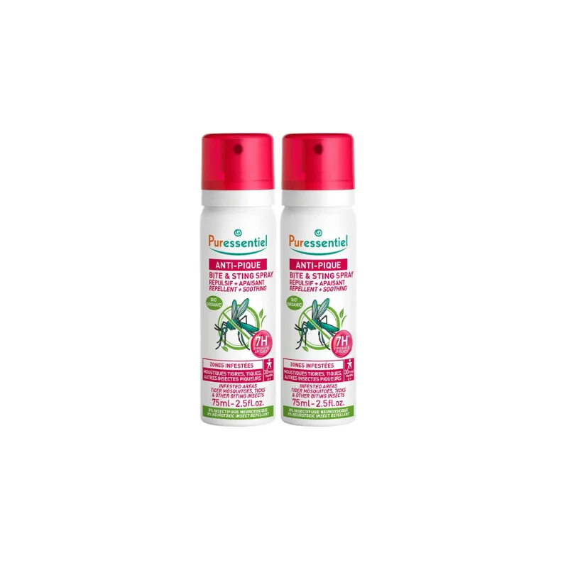 Puressentiel Anti-Pique Spray Répulsif Apaisant Adultes et Enfants 2x75ml