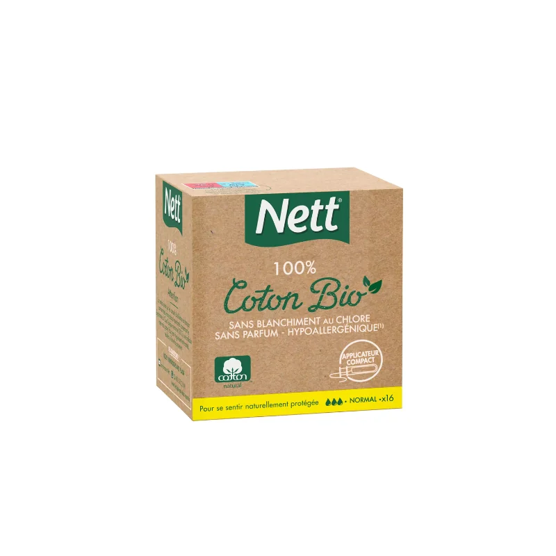 NETT Tampons écologiques 100% coton bio avec applicateur normal
