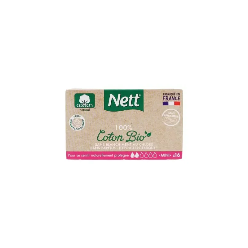 Nett 100% Coton Bio 16 Tampons Mini