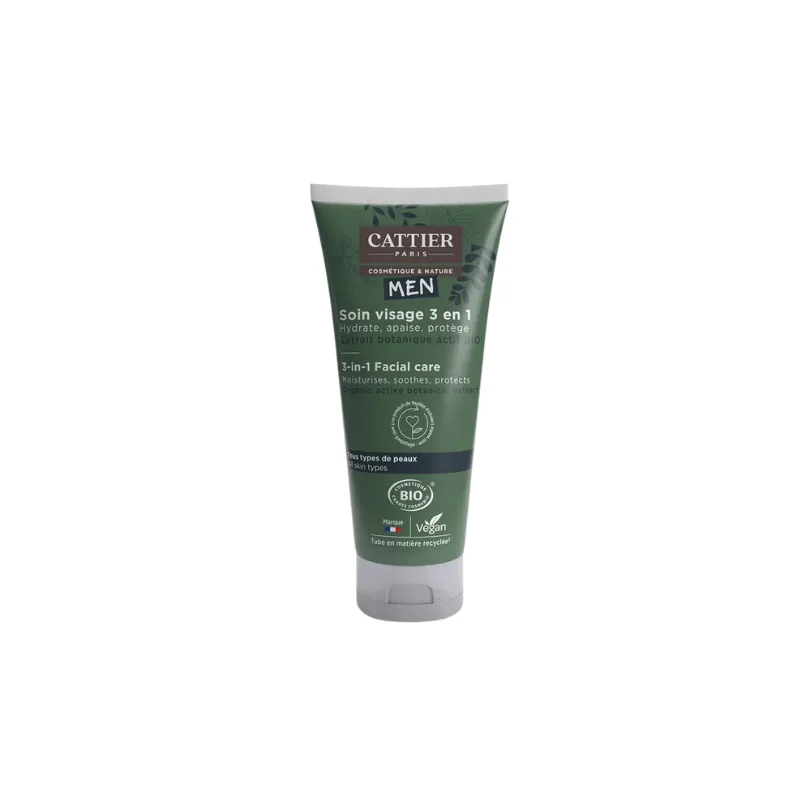 Cattier Homme Soin Visage 3 en 1 Bio Tous types de peaux 50ml