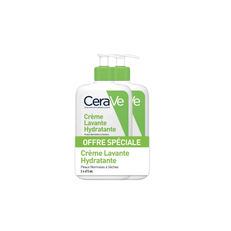 Cerave Cleanse Corps Crème Lavante Hydratante Peaux Normales à Sèches 2x473ml