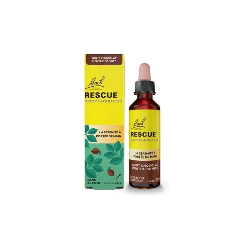 Rescue Bach Compte-Gouttes Goût Chocolat Menthe Poivrée 20 ml