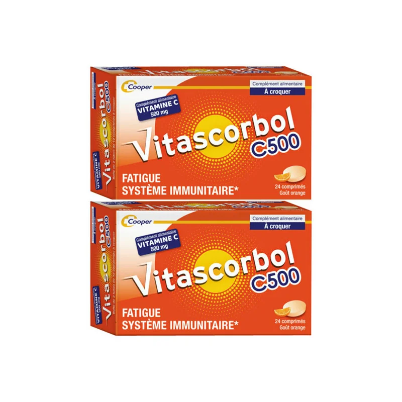 Vitascorbol C500 Vitamine C goût orange lot de 2x24 comprimés