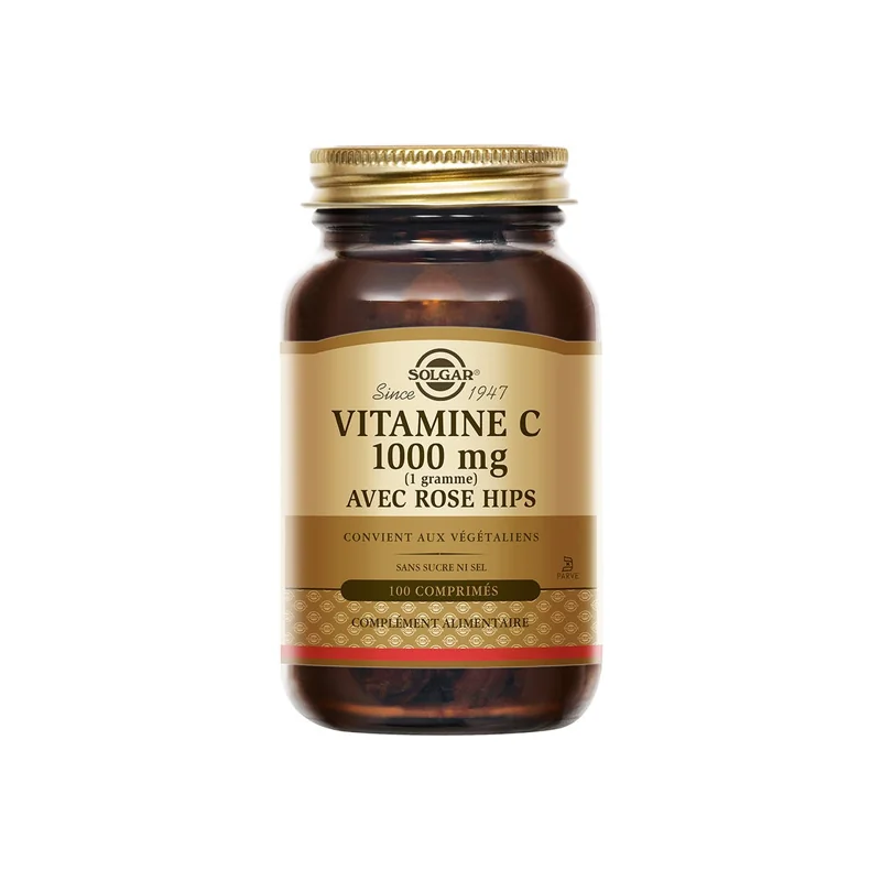 Solgar Vitamine C 1000 mg avec Rose hips 100 comprimés