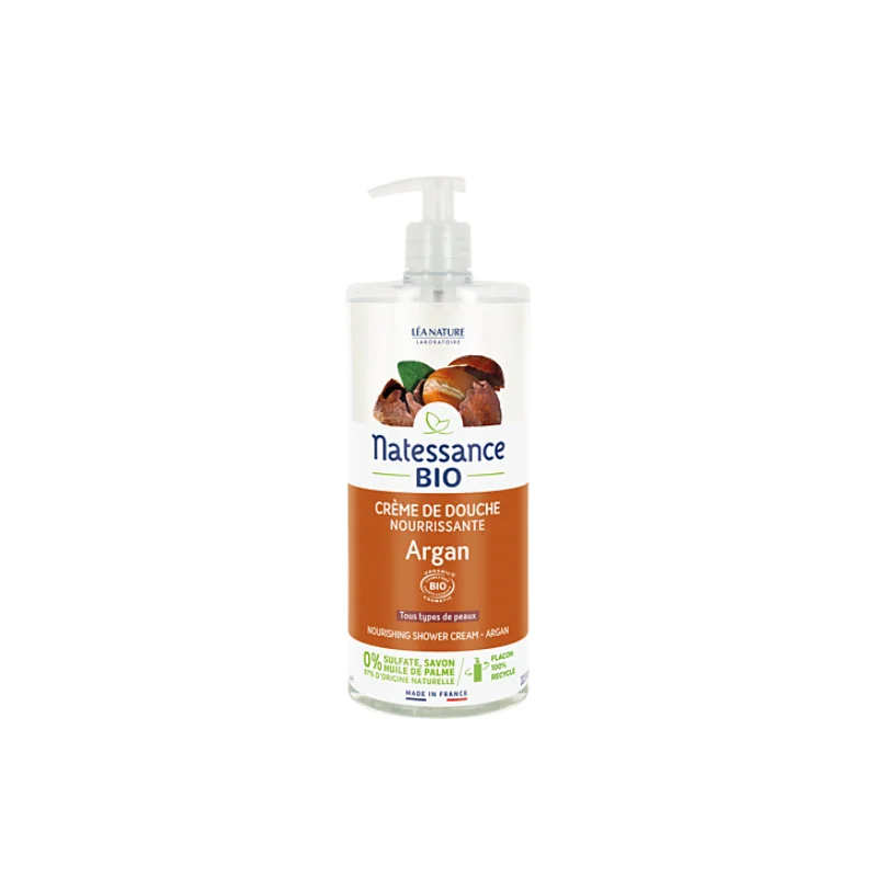 Natessance Bio Crème de Douche Argan 1L Tous Types de Peau