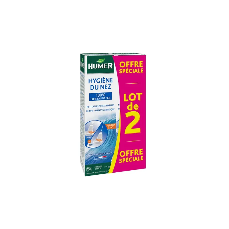 Humer Hygiène du Nez Eau de mer Isotonique Adultes 2x150ml