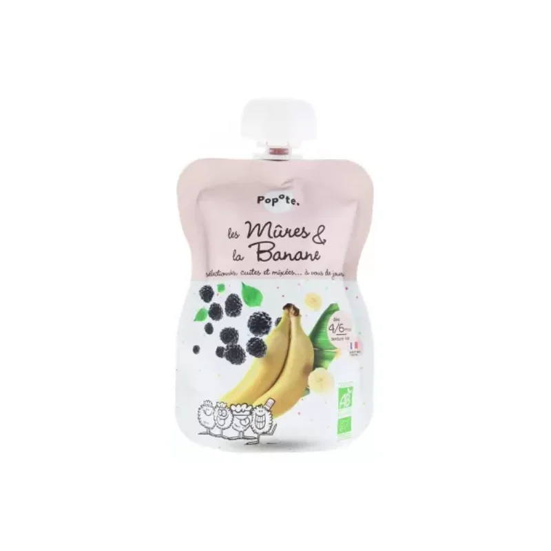 Popote Gourde Les Mûres & La Banane Compote Dès 4/6 Mois Bio 120 g