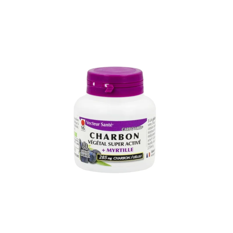 Vecteur Santé Carbo'activ charbon myrtille - 60 gélules marines