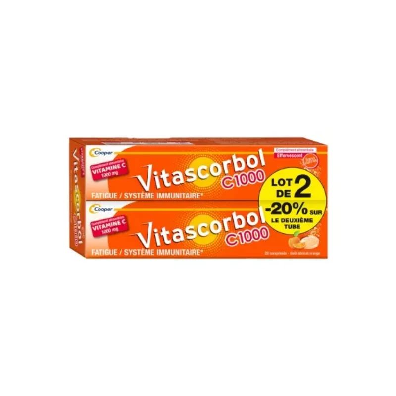 Vitascorbol C1000 Lot 2 x 20 Comprimés Effervescents