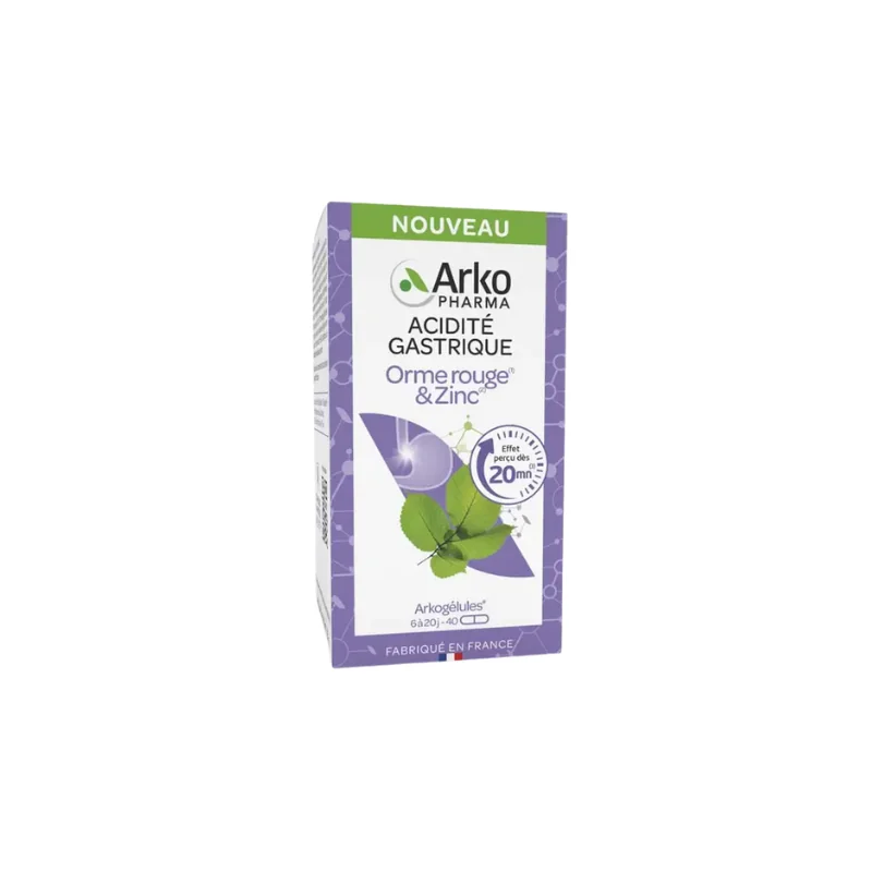 Arkopharma Arkogélules Acidité Gastrique Orme rouge & Zinc 40 Gélules
