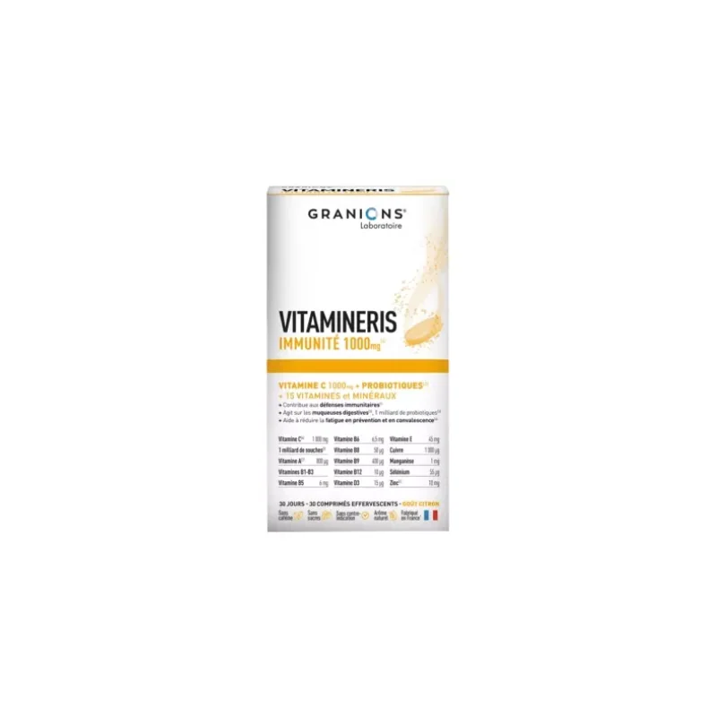 Granions Vitamineris Immunité 1000 mg 30 Comprimés Effervescents