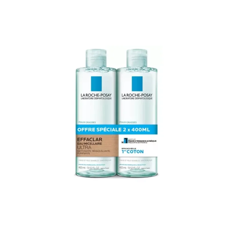 La Roche-Posay Effaclar Eau Micellaire Ultra Peaux Grasses Lot 2 x 400 ml