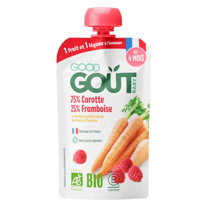 Good Goût Carottes Framboises bio Gourde bébé dès 4 mois 120gr
